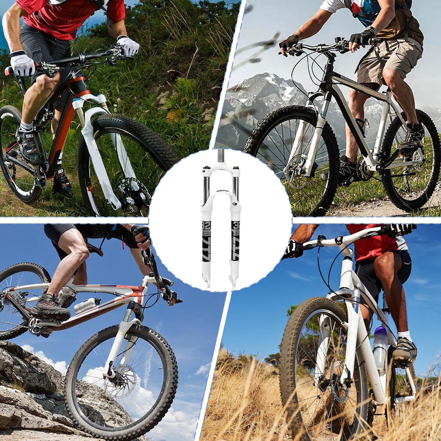 ZTZ 26"/27.5"/29" MTB Suspension Fork, 100mm Travel, 9mm QR, 100mm Spacing Hub, 28.6mm Straight Tube, Crown Lockout, Aluminum Alloy Shock Absorber XC Mountain Bike Front Fork