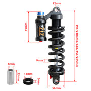 ZTZ Adjustable Coil Rear Shock for MTB & E-Bikes – 550 lbs/in, 190–265mm