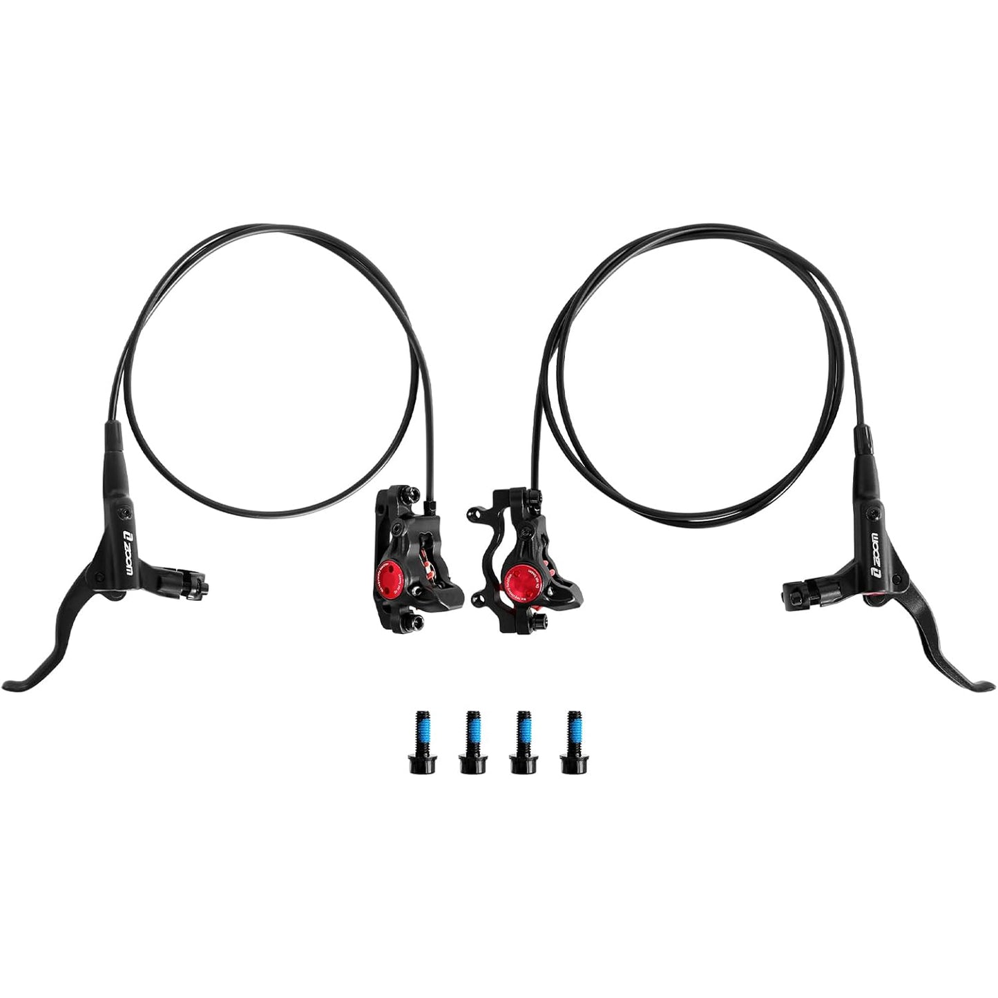 Z00M MTB Hydraulic Disc Brakes Set Mountain Bike Left Front 800mm Right Rear 1450mm Hydraulic Brake Aluminum Alloy Bicycle Disc Brake for E-Bike Fat Bike Road Bike 2 Piston
