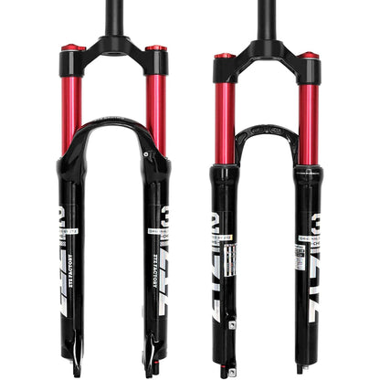 ZTZ 26/27.5/29 inch MTB Dual Air Suspension Fork, 1 1/8 Straight Tube, 120mm Travel, QR 9mm×100mm, Manual Lockout, Lightweight Front Fork for XC/AM Mountain Bike