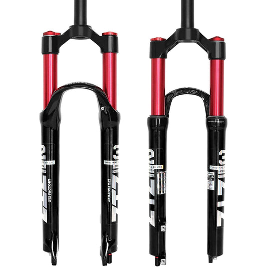 ZTZ 26/27.5/29 inch MTB Dual Air Suspension Fork, 1 1/8 Straight Tube, 120mm Travel, QR 9mm×100mm, Manual Lockout, Lightweight Front Fork for XC/AM Mountain Bike