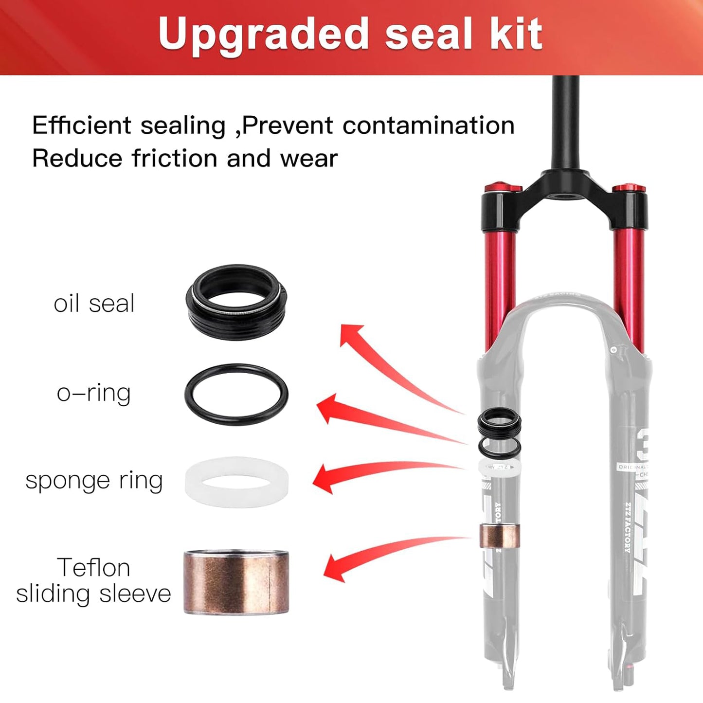 ZTZ 26/27.5/29 inch MTB Dual Air Suspension Fork, 1 1/8 Straight Tube, 120mm Travel, QR 9mm×100mm, Manual Lockout, Lightweight Front Fork for XC/AM Mountain Bike