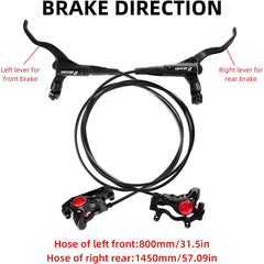 Z00M MTB Hydraulic Disc Brakes Set Mountain Bike Left Front 800mm Right Rear 1450mm Hydraulic Brake Aluminum Alloy Bicycle Disc Brake for E-Bike Fat Bike Road Bike 2 Piston