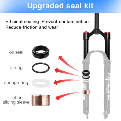 ZTZ 26/27.5/29 inch MTB Dual Air Suspension Fork, 1 1/8 Straight Tube, 120mm Travel, QR 9mm×100mm, Manual Lockout, Lightweight Front Fork for XC/AM Mountain Bike