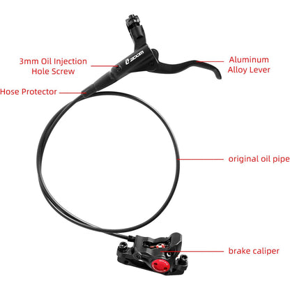 Z00M MTB Hydraulic Disc Brakes Set Mountain Bike Left Front 800mm Right Rear 1450mm Hydraulic Brake Aluminum Alloy Bicycle Disc Brake for E-Bike Fat Bike Road Bike 2 Piston