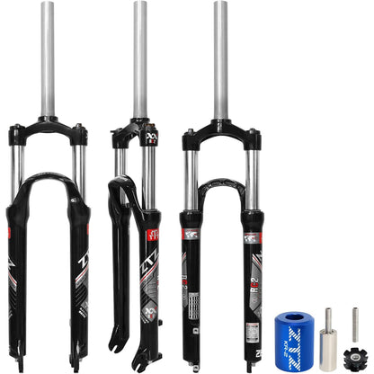 ZTZ 26/27.5/29 Inch MTB Suspension Fork, Travel 120mm, 28.6mm Straight Tube QR 9mm, 100mm Spacing Hub, Crown Lockout Aluminum Alloy Shock Absorber XC Mountain Bike Front Fork