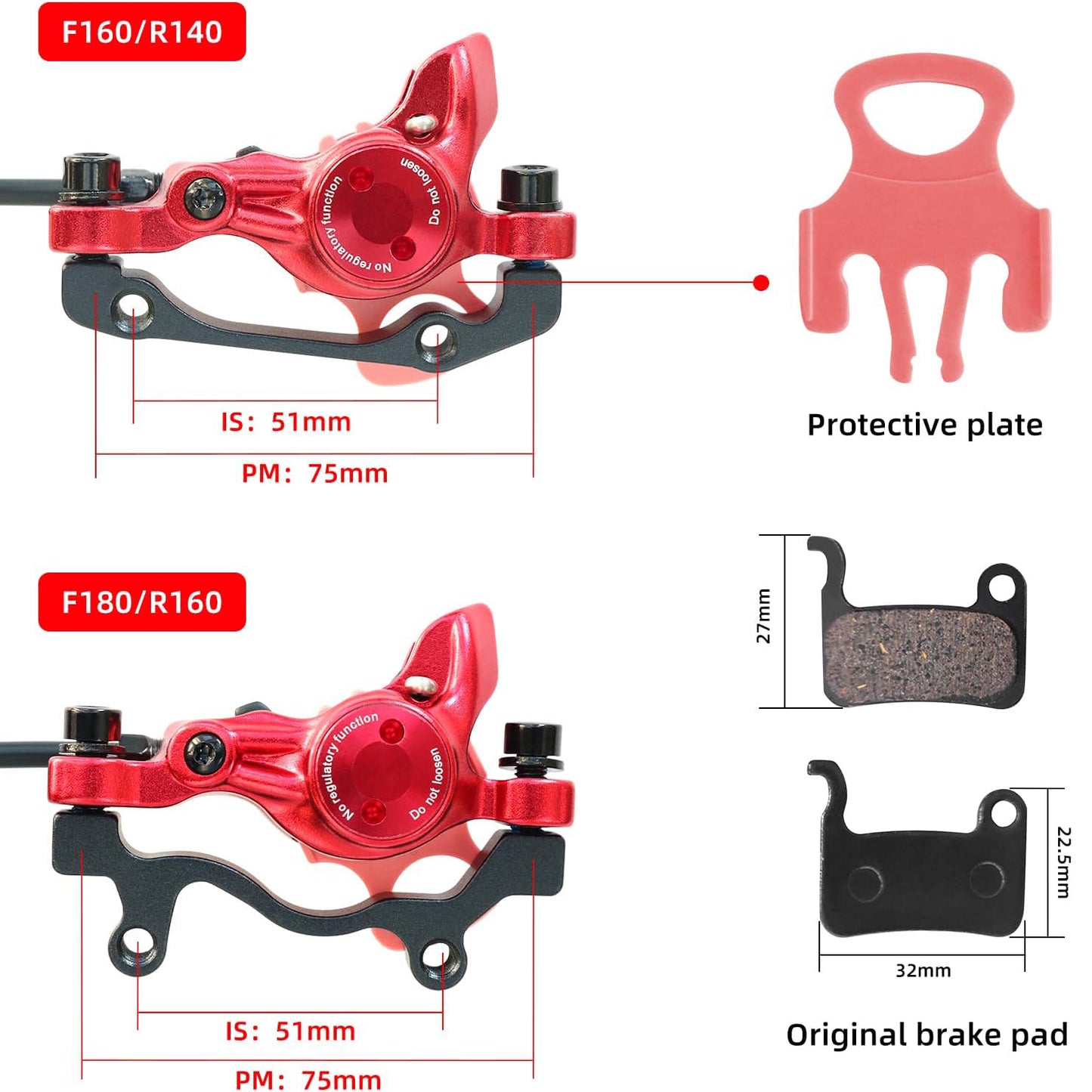 Z00M MTB Hydraulic Disc Brakes Set Mountain Bike Left Front 800mm Right Rear 1450mm Hydraulic Brake Aluminum Alloy Bicycle Disc Brake for E-Bike Fat Bike Road Bike 2 Piston