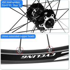 ZTZ 26"/27.5"/29" MTB Wheelset – Aluminum Alloy 32H QR Disc Brake Wheels, 7–12 Speed Compatible