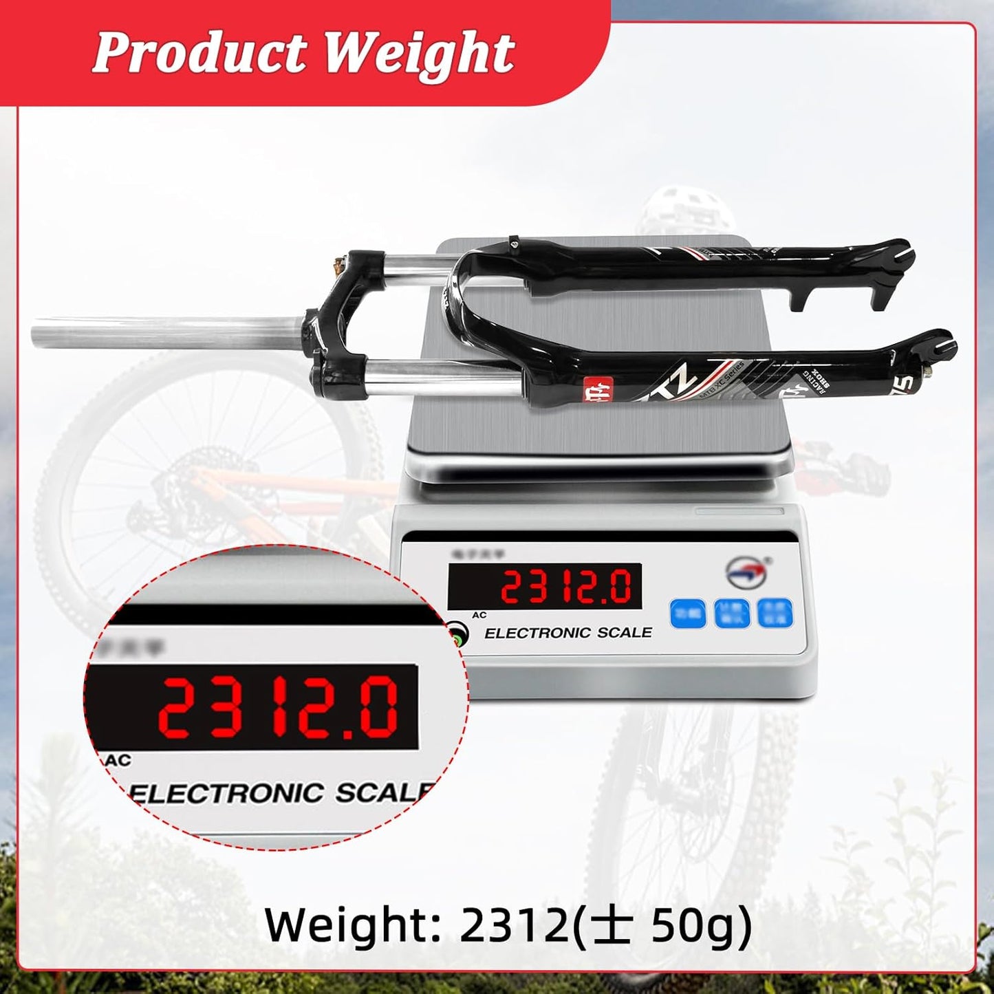 ZTZ 26/27.5/29 Inch MTB Suspension Fork, 120mm Travel, 28.6mm Straight Steerer QR 9mm, 100mm Spacing Hub, Crown Lockout Aluminum Alloy Shock Absorber XC Mountain Bike Front Fork