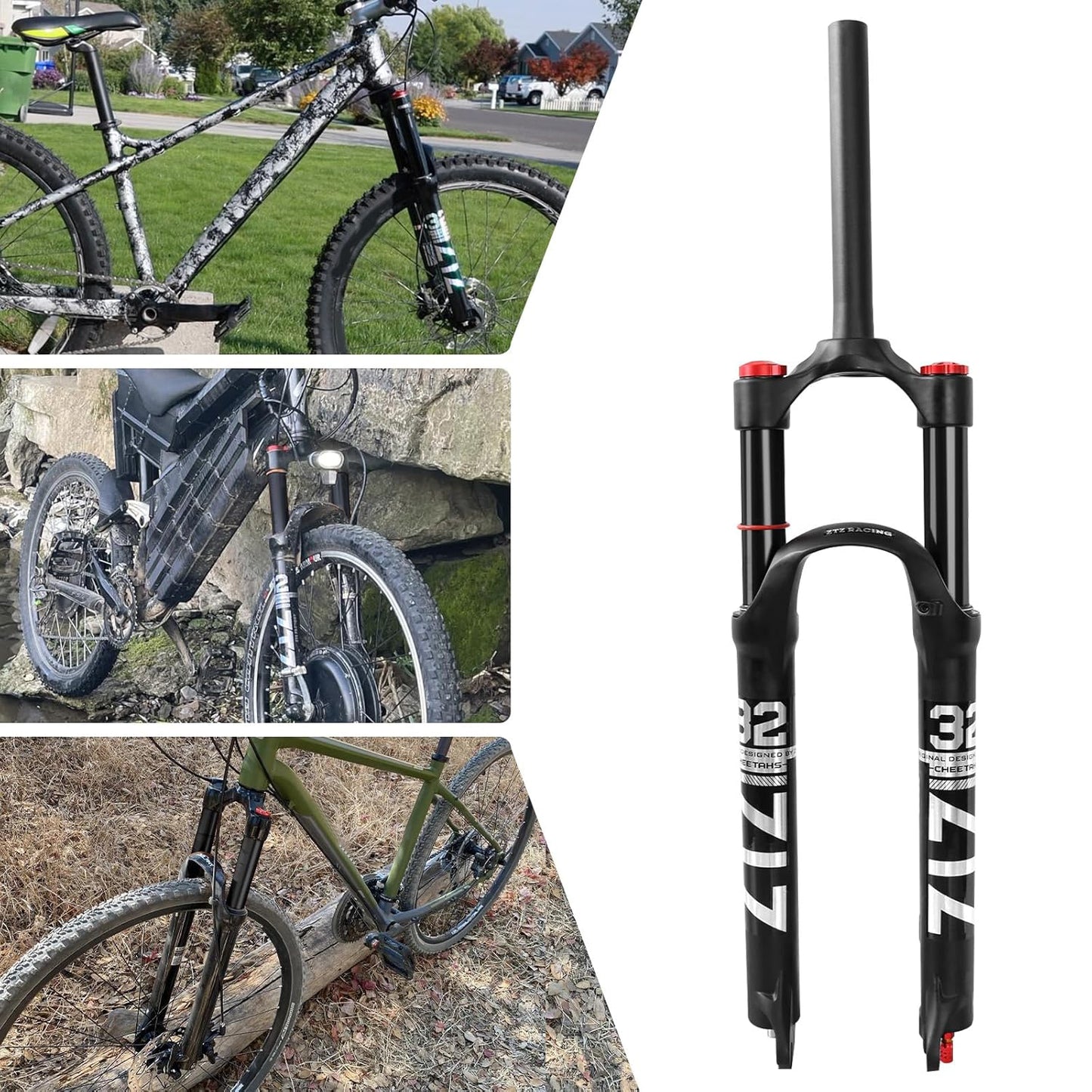 ZTZ 26/27.5/29 inch MTB Dual Air Suspension Fork, 1 1/8 Straight Tube, 120mm Travel, QR 9mm×100mm, Manual Lockout, Lightweight Front Fork for XC/AM Mountain Bike