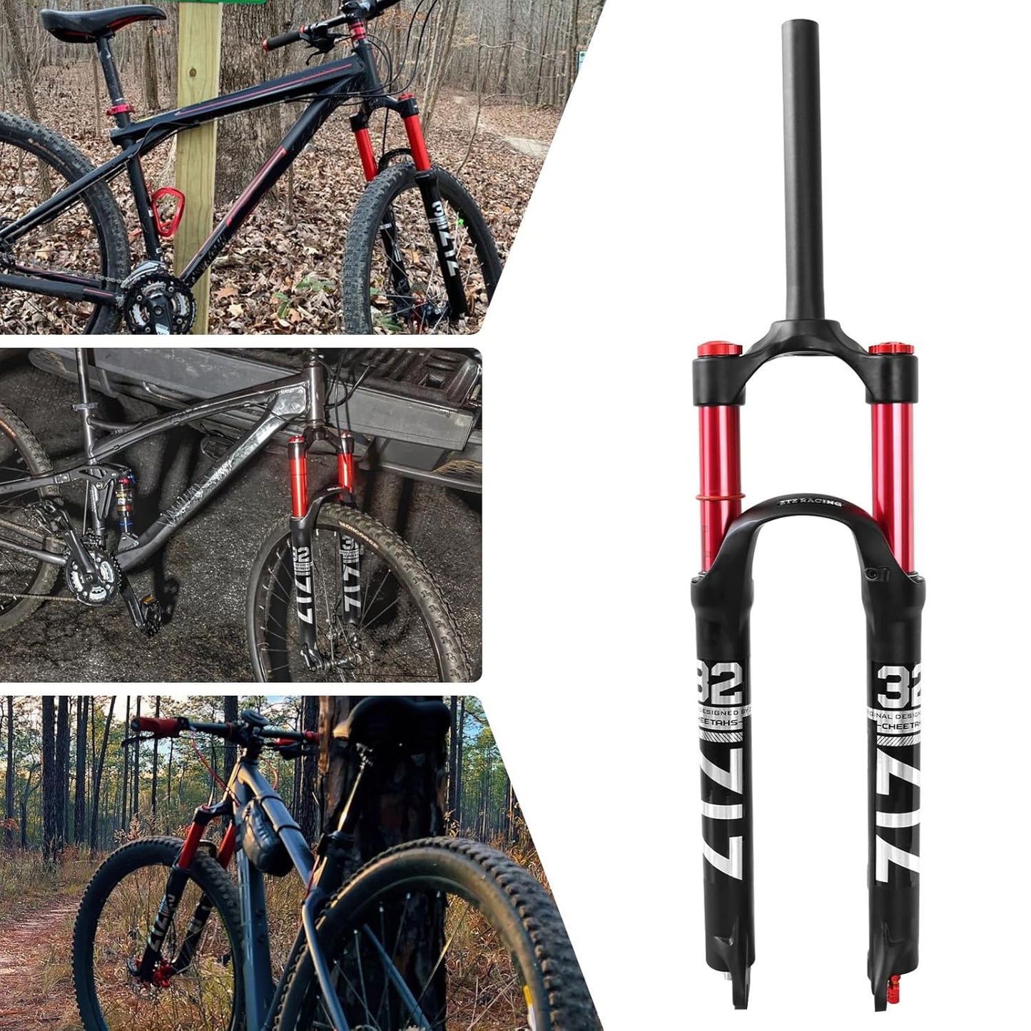 ZTZ 26/27.5/29 inch MTB Dual Air Suspension Fork, 1 1/8 Straight Tube, 120mm Travel, QR 9mm×100mm, Manual Lockout, Lightweight Front Fork for XC/AM Mountain Bike