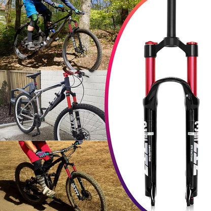 ZTZ 26/27.5/29 inch MTB Dual Air Suspension Fork, 1 1/8 Straight Tube, 120mm Travel, QR 9mm×100mm, Manual Lockout, Lightweight Front Fork for XC/AM Mountain Bike