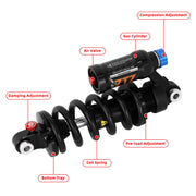ZTZ Adjustable Coil Rear Shock for MTB & E-Bikes – 550 lbs/in, 190–265mm
